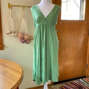 Old Navy Empire Waist Green Midi Sundress Large Cotton Earthy Boho Summer Fairy